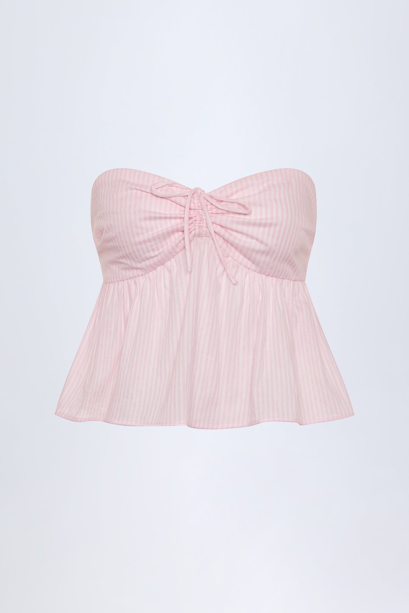 Tie-Front Bandeau Cotton Crop Top