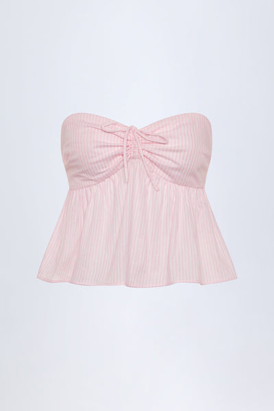 Tie-Front Bandeau Cotton Crop Top