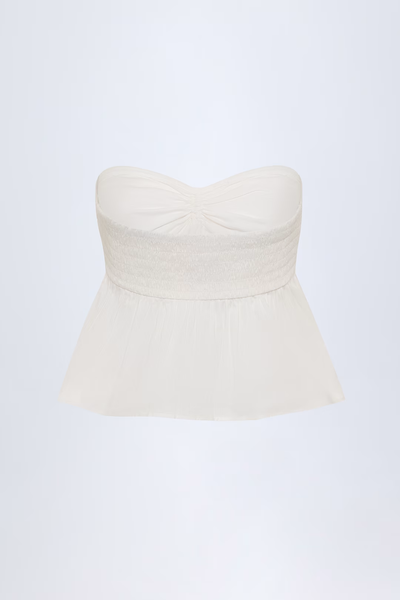 Tie-Front Bandeau Cotton Crop Top